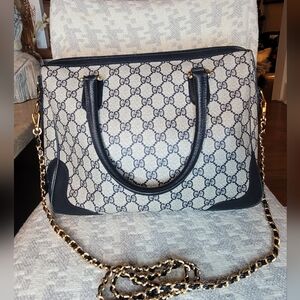 Gucci Beige and Black Canvas Bag/Crossbody